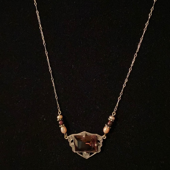 Antiqued Sterling Silver, Amethyst and Freshwater Pearls Set - Picture 3 of 7